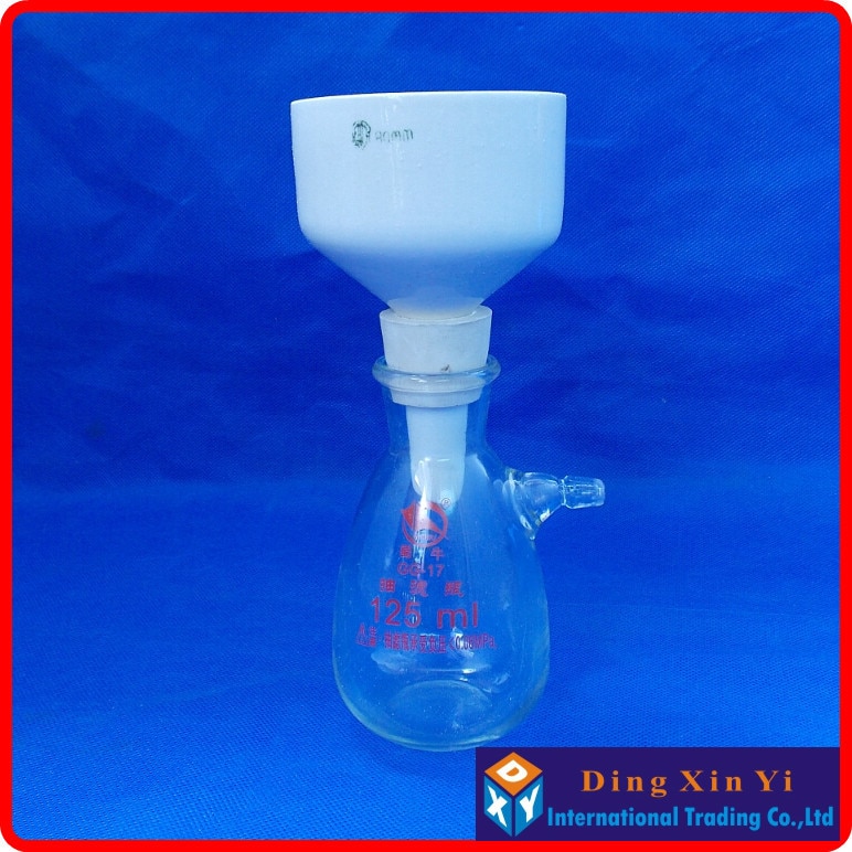 Matraz de succión de 125ml + embudo buchner de 80mm, Kit de filtración de embudo Buchner, con matraz de vidrio de pared pesada, laboratorio de química