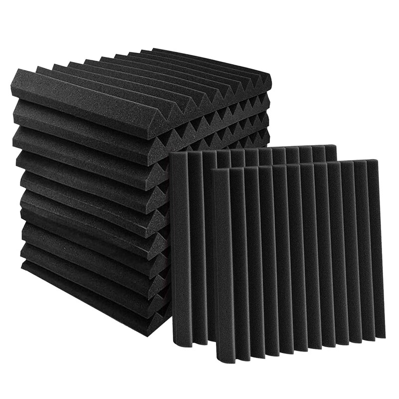 Acoustic Foam Panels Wedges 24 Pack Acoustic Panels 1 x 12 x 12inch Studio Sound Absorbing Tiles Recording Ceiling: Default Title