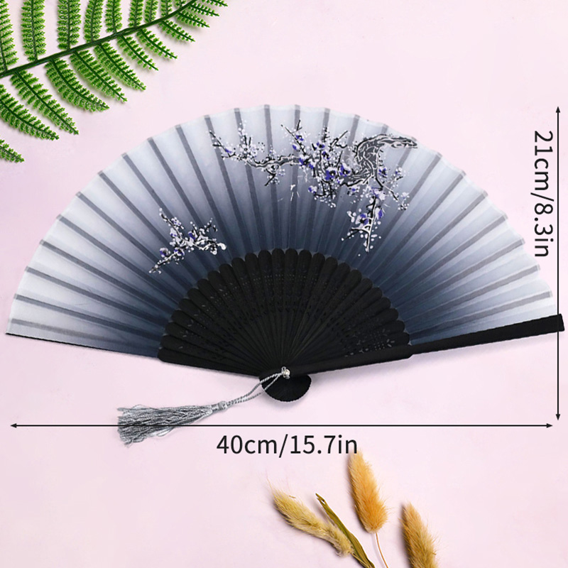 Abanico de mano plegable de madera, abanicos chinos de bambú, abanicos de mano de baile portátiles para mujer, decoración del banquete de boda, abanico decorativo, manualidades,: Blanco puro