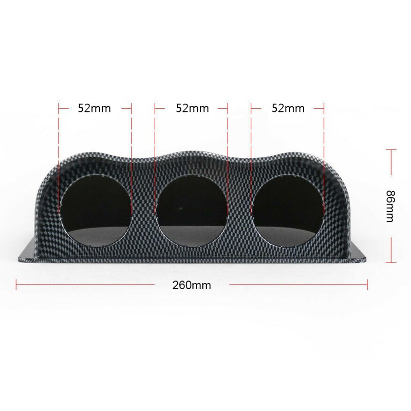 2 Inch 52mm Car Triple Dash Gauge Meter Pod 3 Hole Dashboard Mount Holder Carbon Fiber
