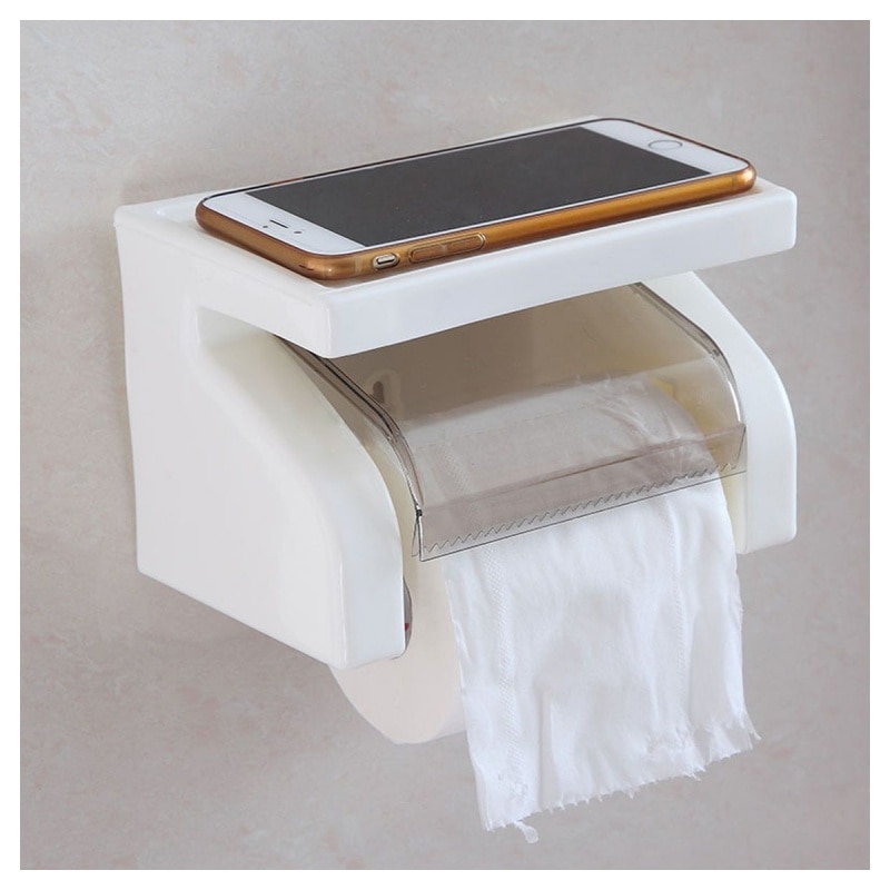 Porte-papier hygiénique étanche, support pour rouleau de papier hygiénique avec étagère pour salle de bain