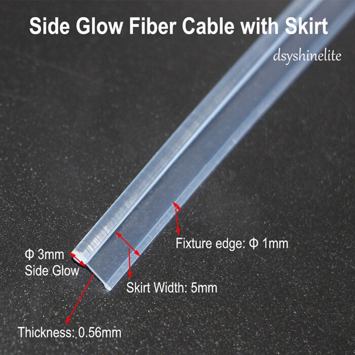Superbright optisk pmma fiberkabel 2.5mm/3.0mm side udsender styrende lys kantbelysning el wire udskiftning belysningsdekoration: Universel lysstyrke / 3.0mm med 5mm nederdel