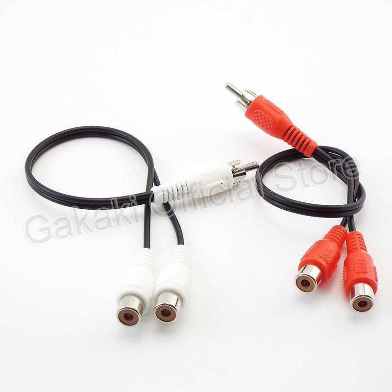 Y Splitter Audio Cable RCA Male to 2 Female Plug RCA Connector Adapters Wire Cord
