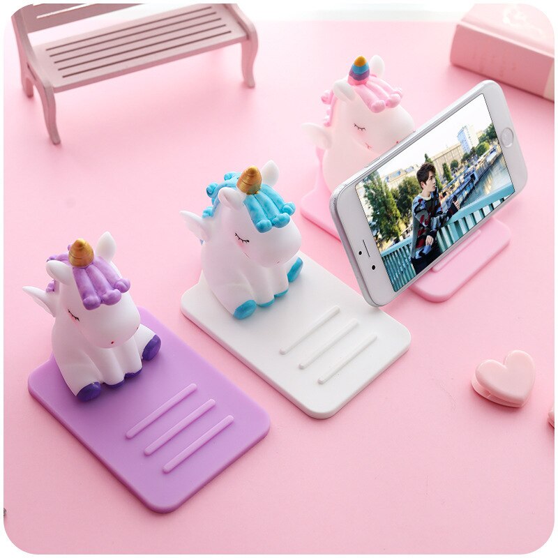Universal- Anti-Unterhose Telefon Halfter Nette Karikatur Einhorn praktisch Schreibtisch Halterung Stehen Tabletten für Alle Telefon