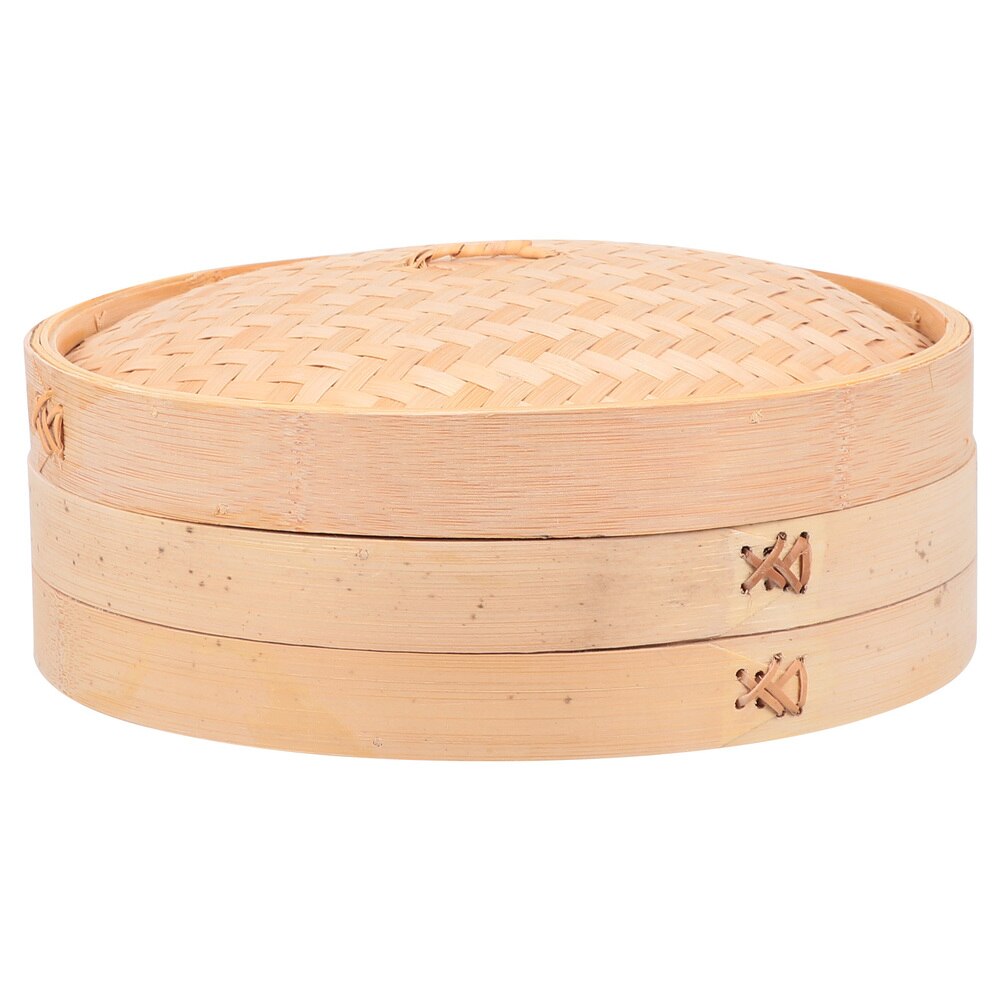 1 Set Chinese Bamboo Steamer Bamboo Food Steamer with Lid Kitchen Cooking Tool: 28CM