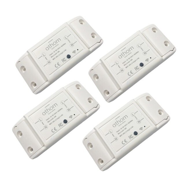 ATHOM Homekit y MQTT WIFi interruptor de relé inteligente 1Ch 10A: 4 pcs Homekit