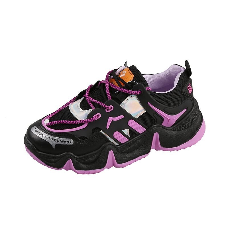 Fujin dames platform sneakers zomer ademende sneakers dikke dikke bodem casual dames dikke schoenen: Paars  / 6