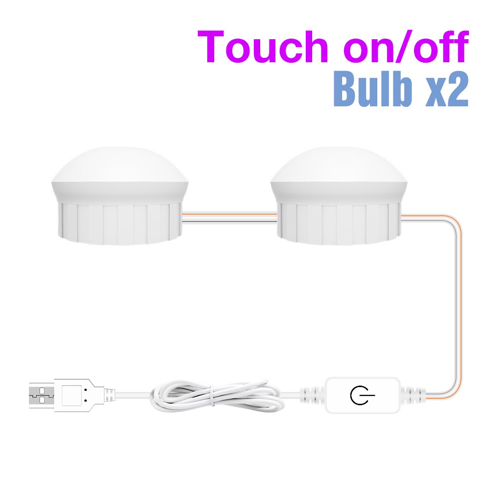 Led Make-Up Spiegel Lampen Usb Hollywood Make Up Lamp Vanity Lights Badkamer Kaptafel Verlichting Dimbare Led Wandlamp: Type-B-White-2Bulbs