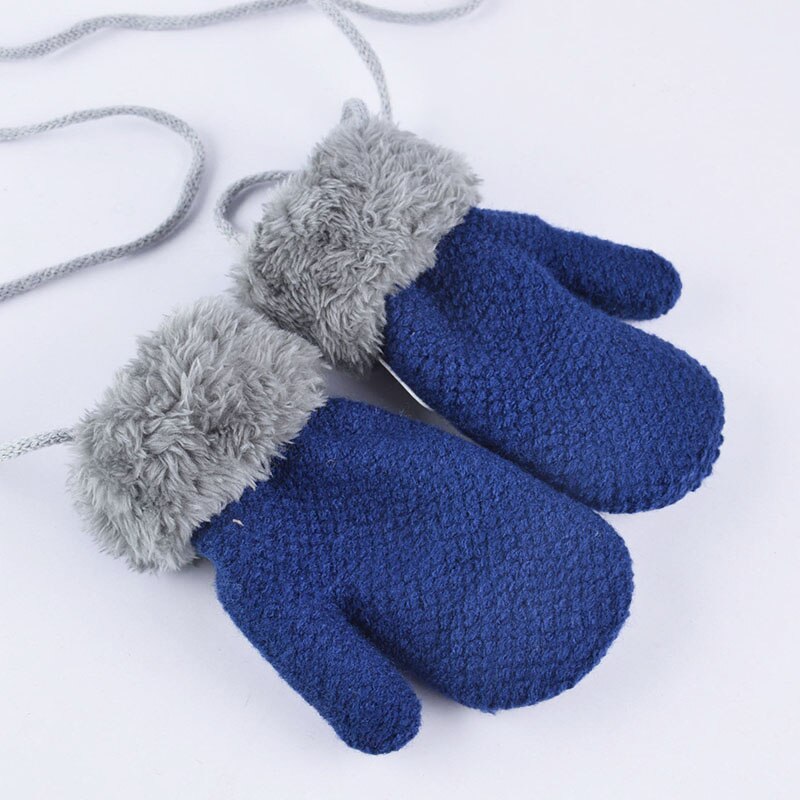 Inverno Caldo Guanti Del Bambino Del Capretto Della Ragazza Del Ragazzo Caldo Guanti Dito Guanti Foglia Corda Pulsante Solido Guanti