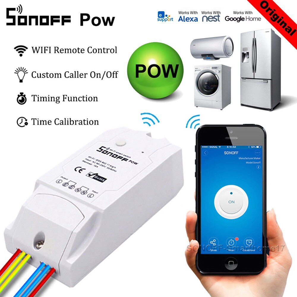 SONOFF TH10 / TH16 RF Basic Pow Dual, Wifi inteligente interruptor inteligente WiFi en casa módulo inalámbrico automatización, trabajar con Alexa Google