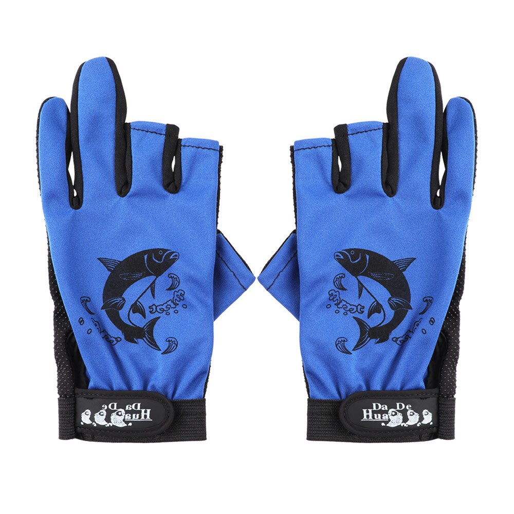 Sun Protection 3 Fingerless Fishing Gloves Breathable Quick Drying Anti-slip Fishing Gloves fishing For Unisex Finger Glove: Type1-Blue