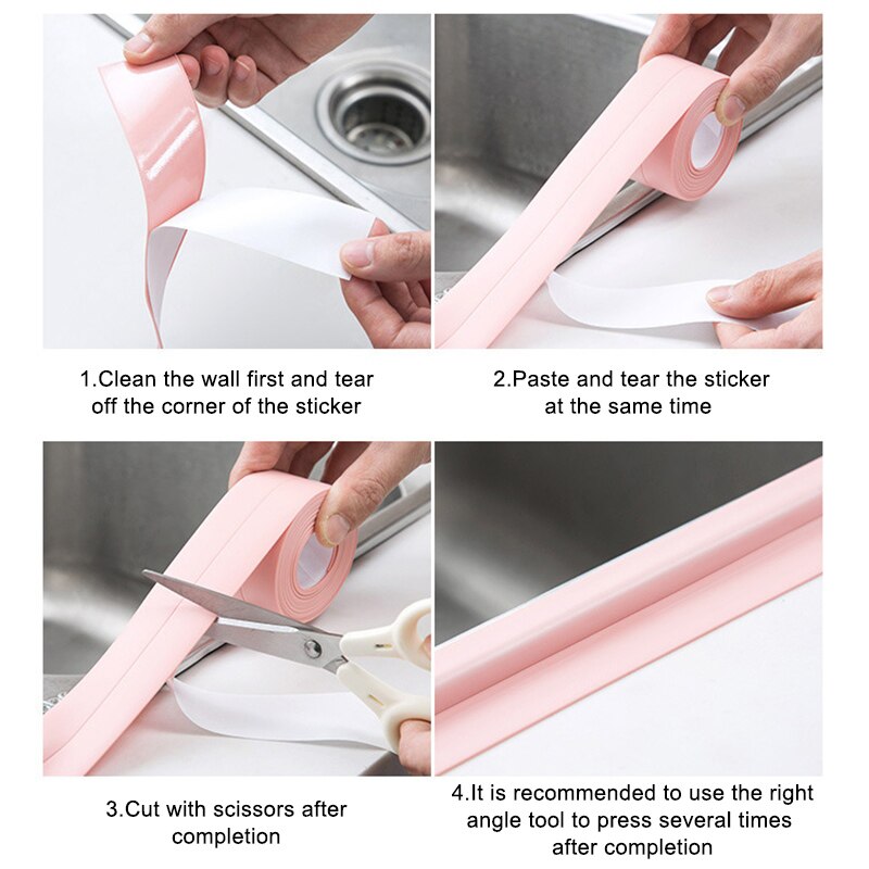 PVC Sealing Tape Waterproof Mildew-proof Self Adhesive Gap Strip Tape for Bathroom Toilet Floor Wall Corner Kitchen Accessories