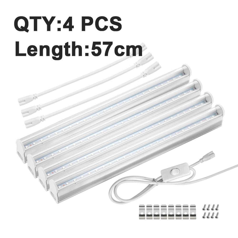 Komplett sett vokselys ledet fullspekter bar  t5 -rørs lampe plantas dyrkingslys til planter jardin drivhus hydroponics: 4 stk 10w 57cm / oss støpsel