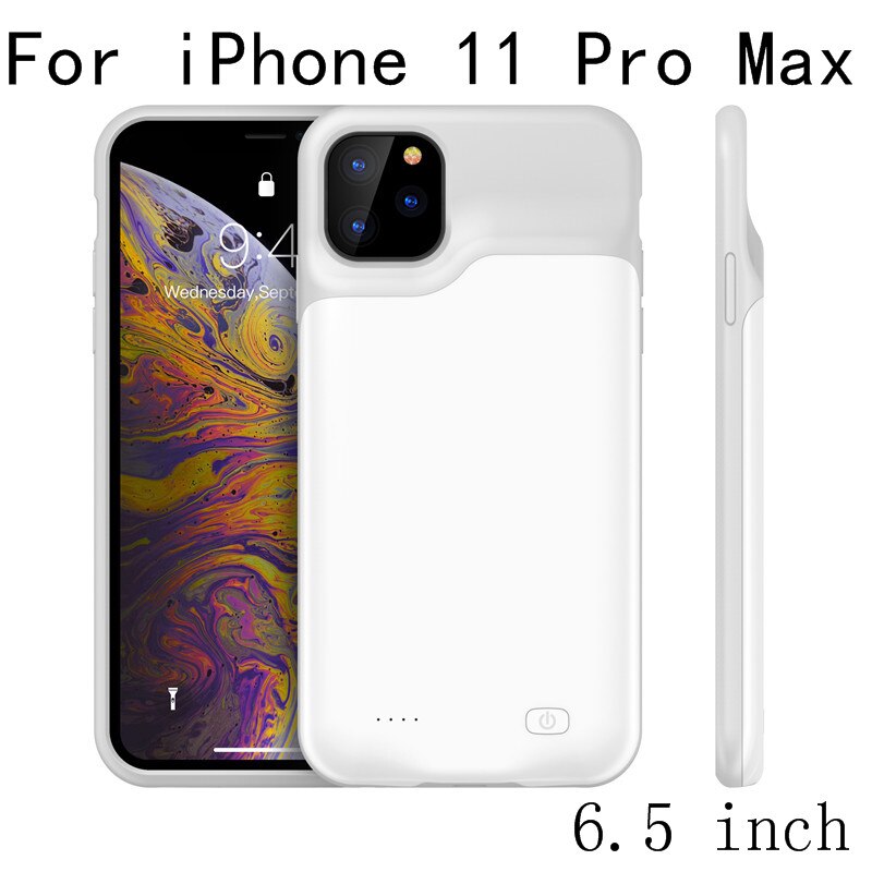 10000mah Power bank case For iPhone 11 Pro case Battery Charger Case For iPhone 11 Pro Max Power Bank Charging Case i11: i11 Pro Max-White