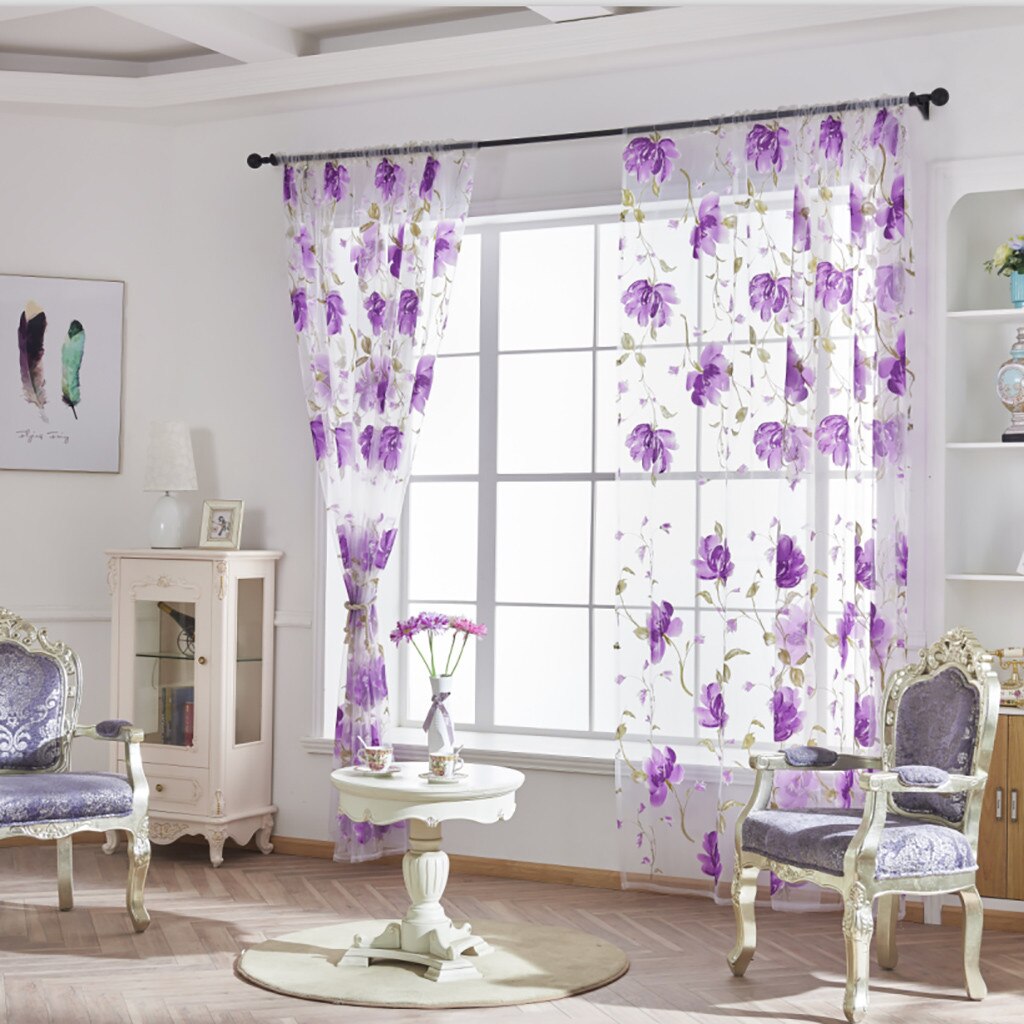 Scarf Curtains Valances Panel Vines-leaves Tulle Bedroom Vines Leaves Tulle Door Window Curtain Drape Panel Sheer Scarf Valances
