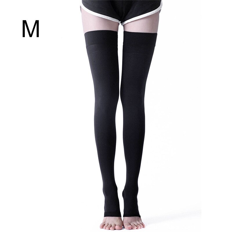 M-XXL Elastic Open Toe Knee High Stockings Calf Compression Stockings Varicose Veins Treat Shaping Graduated Pressure Stockings: Black 01 M