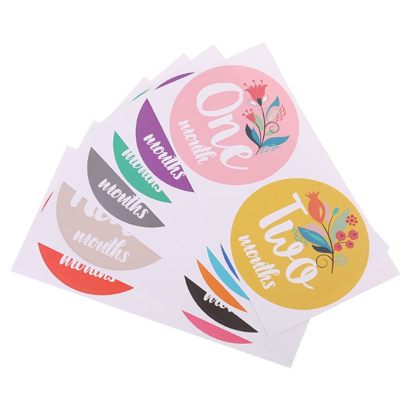 First Year Baby Monthly Milestone Photo Sharing Baby Belly Stickers Birth to 12 Months and 8 Bonus Achievement Stickers