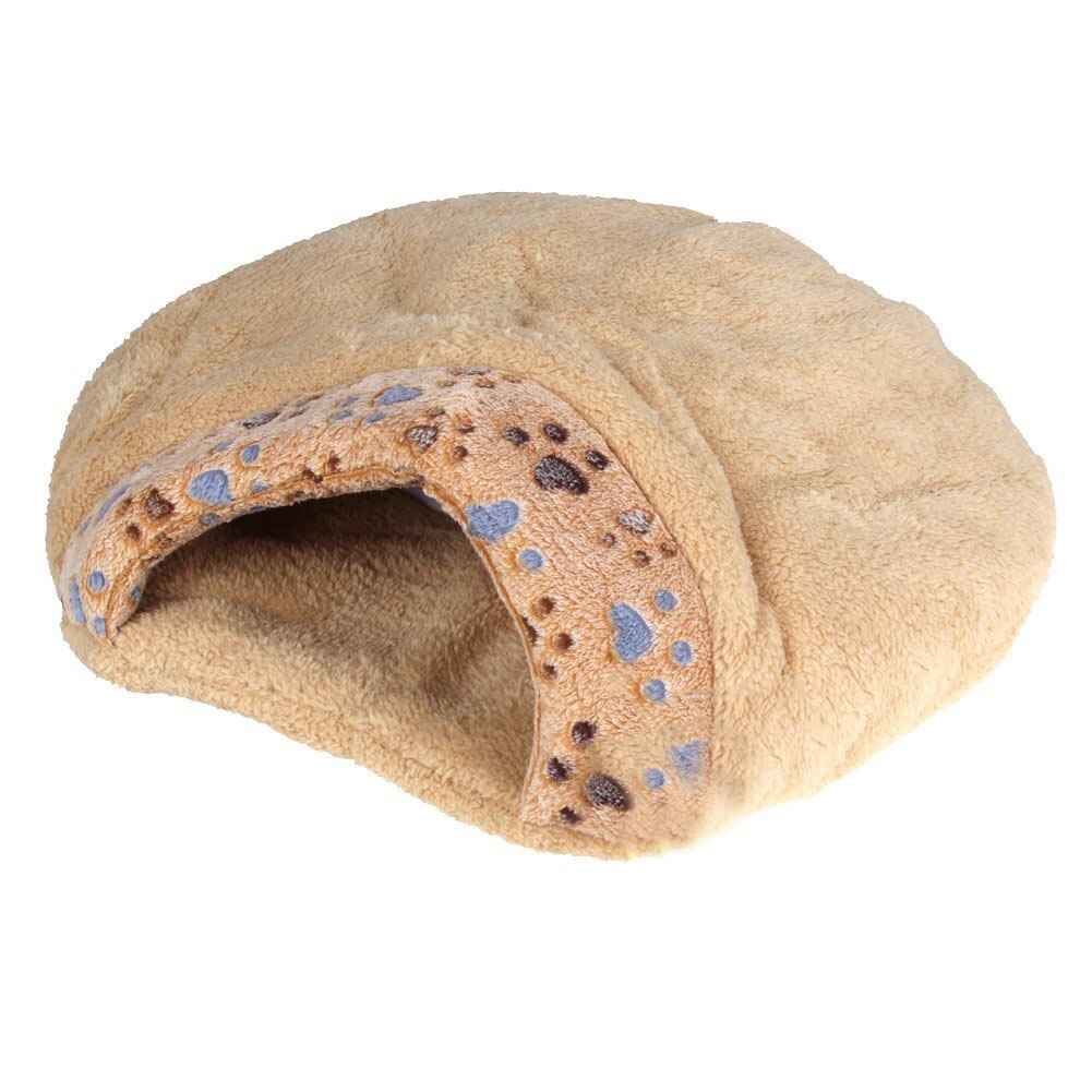 Saco de dormir de cama para gato y perro, cálido, cálido, para invierno, con forma de hamburguesa, de felpa: M