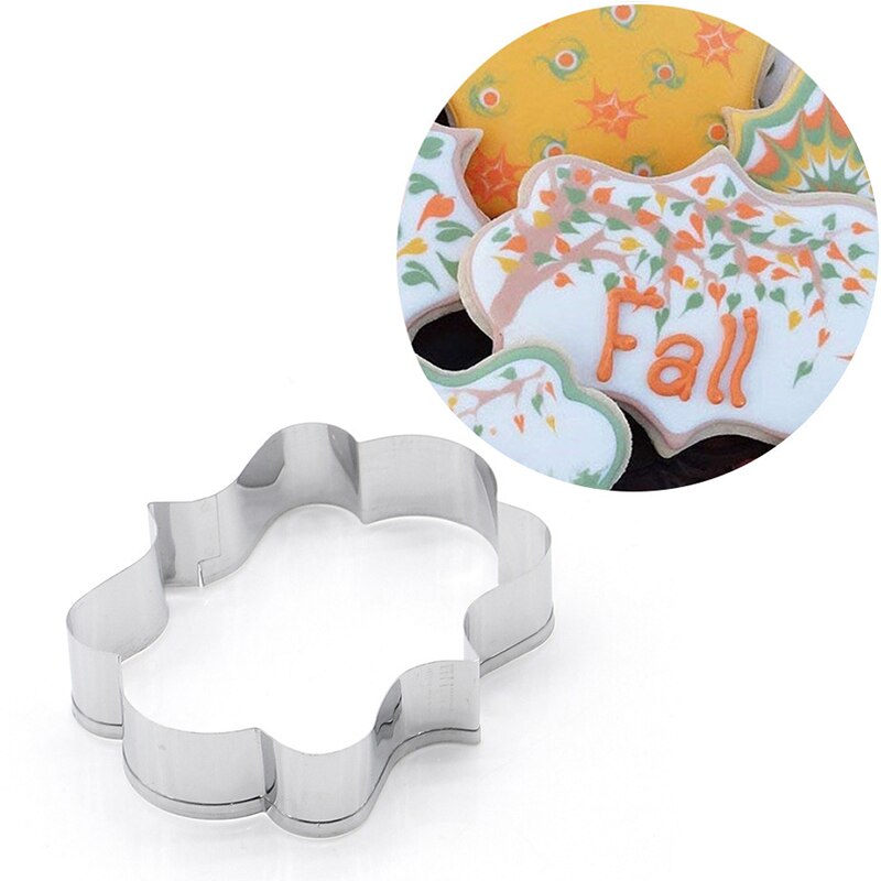8 Style Plaque Cookie Cutter, Frame Shapes Sugar Cookie Cutters for Birthday Wedding Baby Shower, DIY Stainless Cookie Mold: F