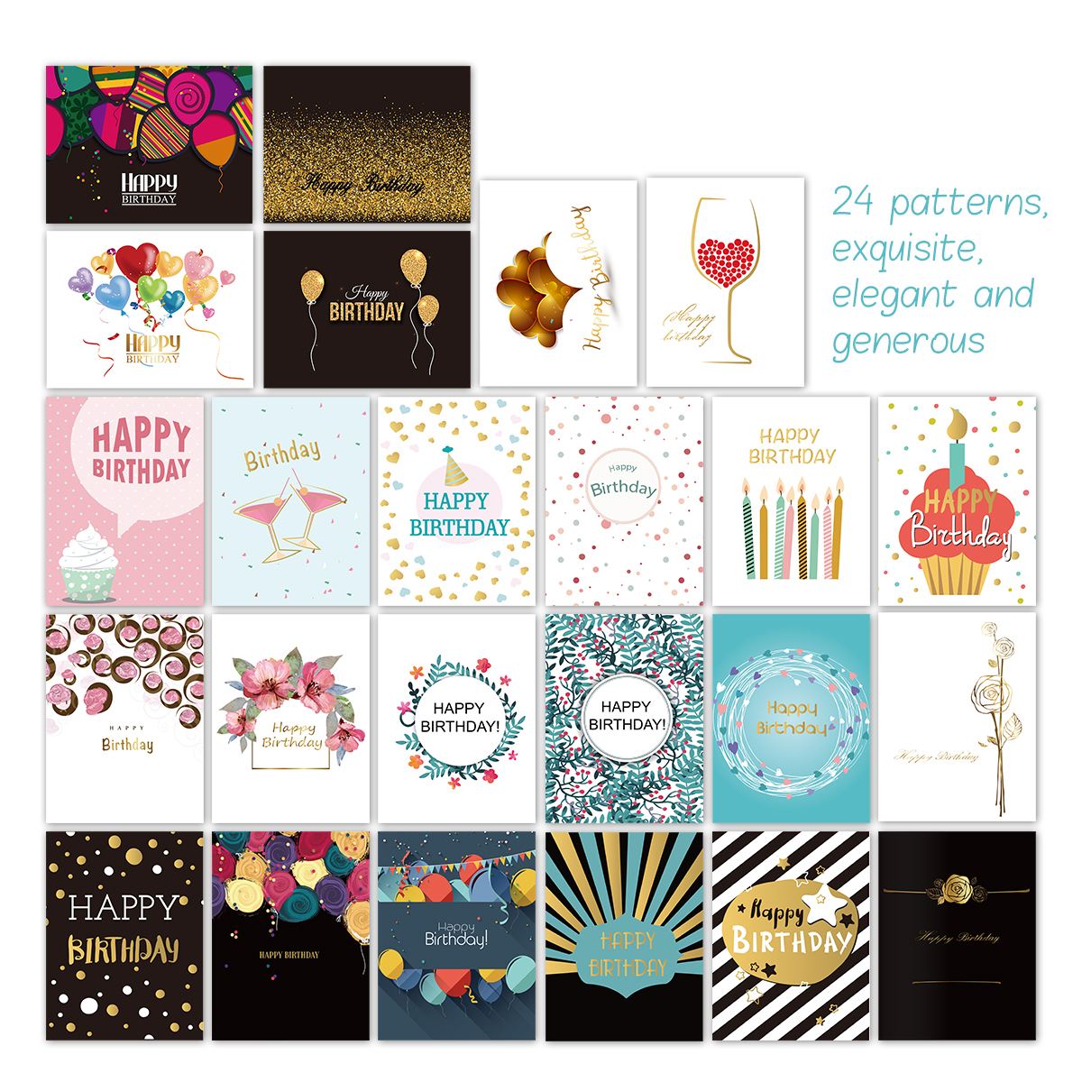 24 Birthday Card Kids Adults Birthday Cards With Envelope Kits Invitation Card Kids Party With 26 Envelopes Party Favors Cards