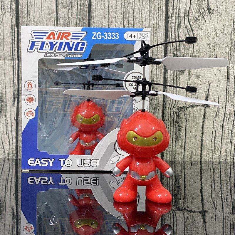 Vliegende Vliegtuig Ball Spinner Speelgoed Meisjes Hand Controlled Drone Helicopter 360 ° Roterende Mini Ufo Met Licht Kinderen Verjaardagscadeautjes: red man