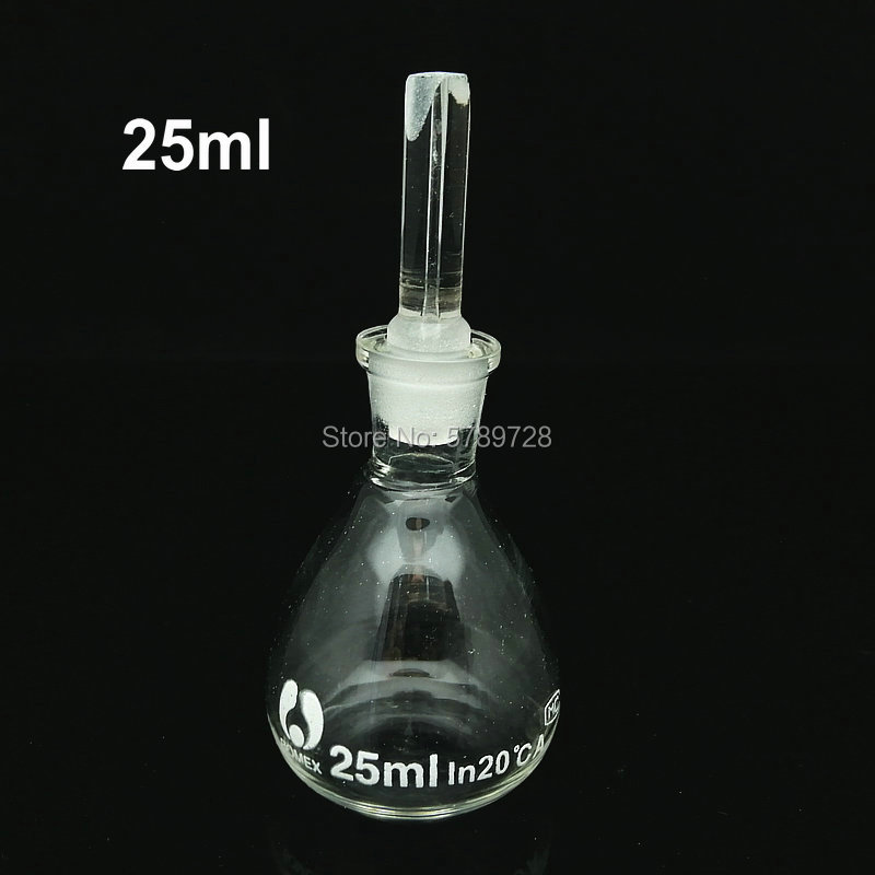 Picnómetro de vidrio para laboratorio, botella de gravedad en forma de bola, picnómetro sólido, equipo de laboratorio, cristalería, 5ml, 10ml, 25ml, 50ml, 100ml, 1 ud.