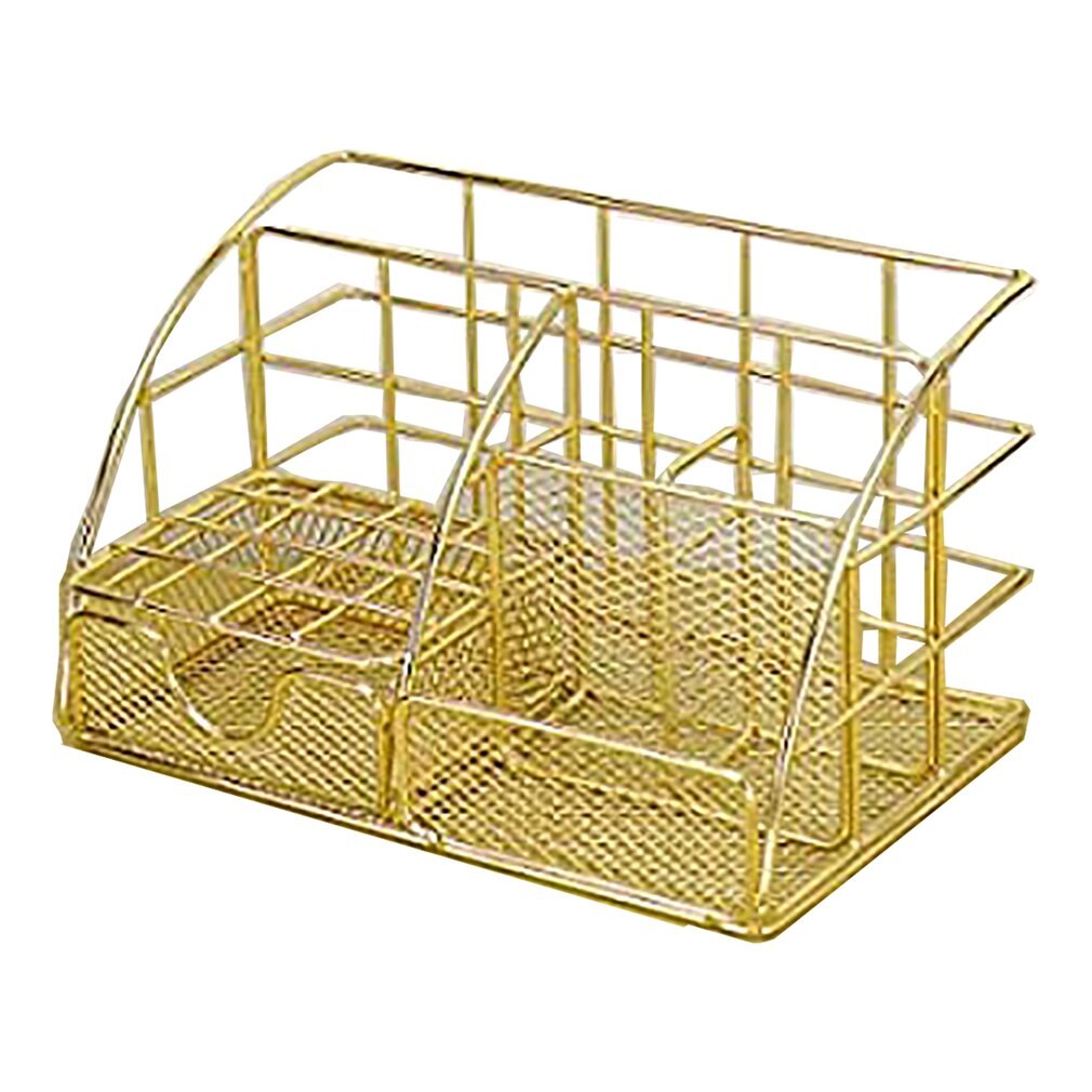 Desk Organiser Metal Office Organiser Storage Rack Shelf Office Table Decoration Rack Home Office Storage Organisation: gold