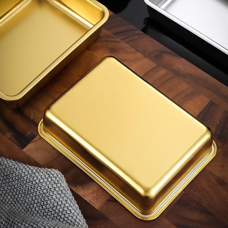 304 Stainless Steel Square Plate for Snack Barbecue Dessert Tray Home Kitchen Dining Table Plates Nut Cake Fruit Plate