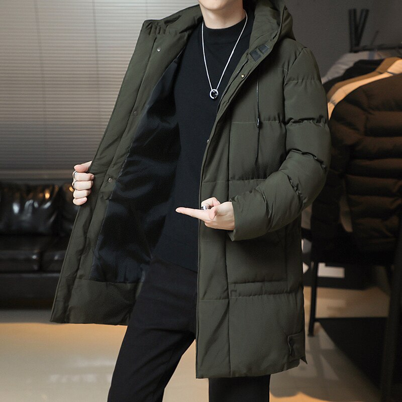 Manteau mi-long en coton épais pour homme, vêtement à la , Version coréenne, , populaire, hiver