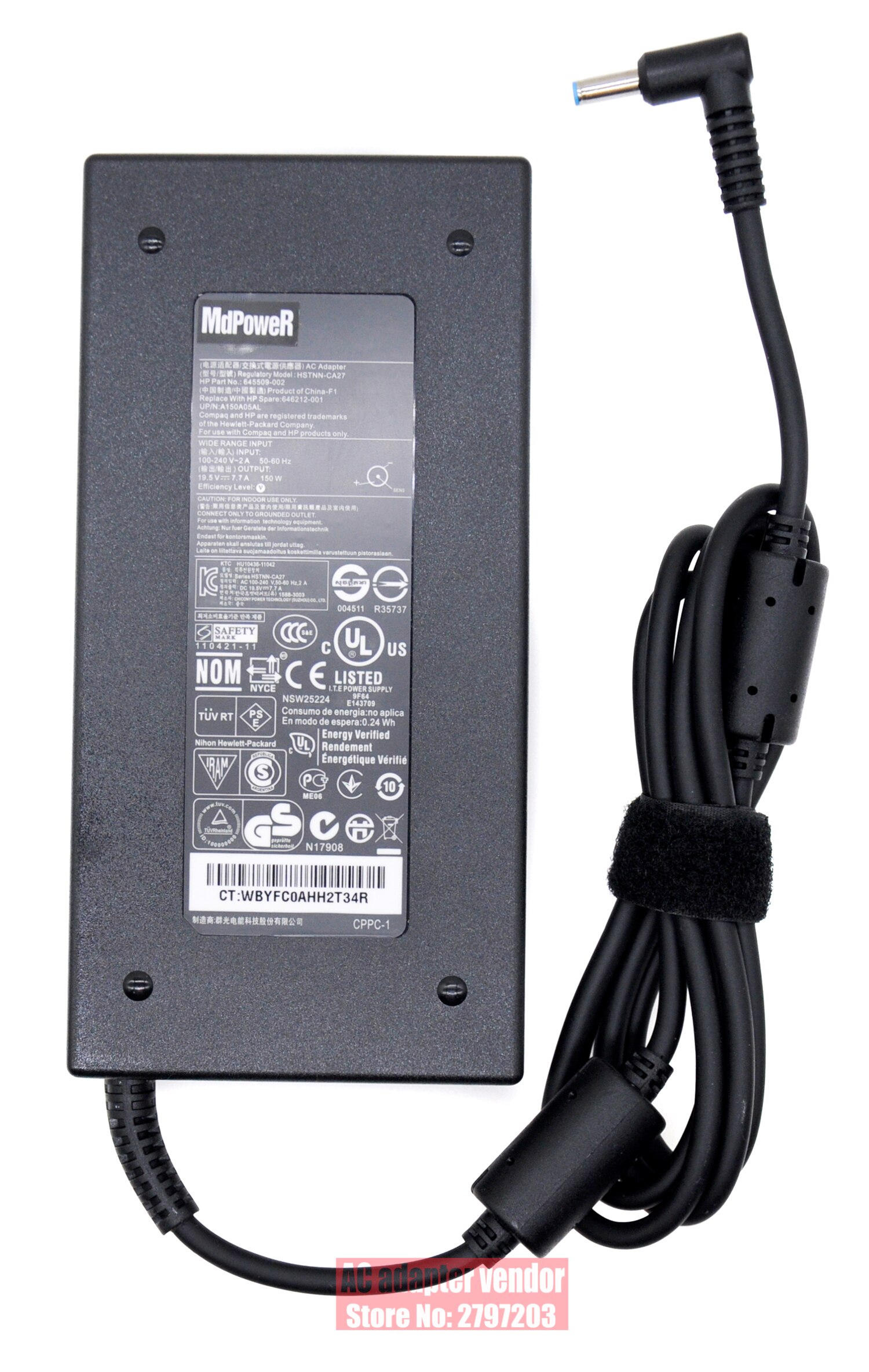 Ægte 19.5v 7.7a 150w vekselstrømsadapter til hp tpn -da03 775626-003 776620-001 zbook 15 g3 g4 bærbare adaptere tpn -da03 a150 a 05al
