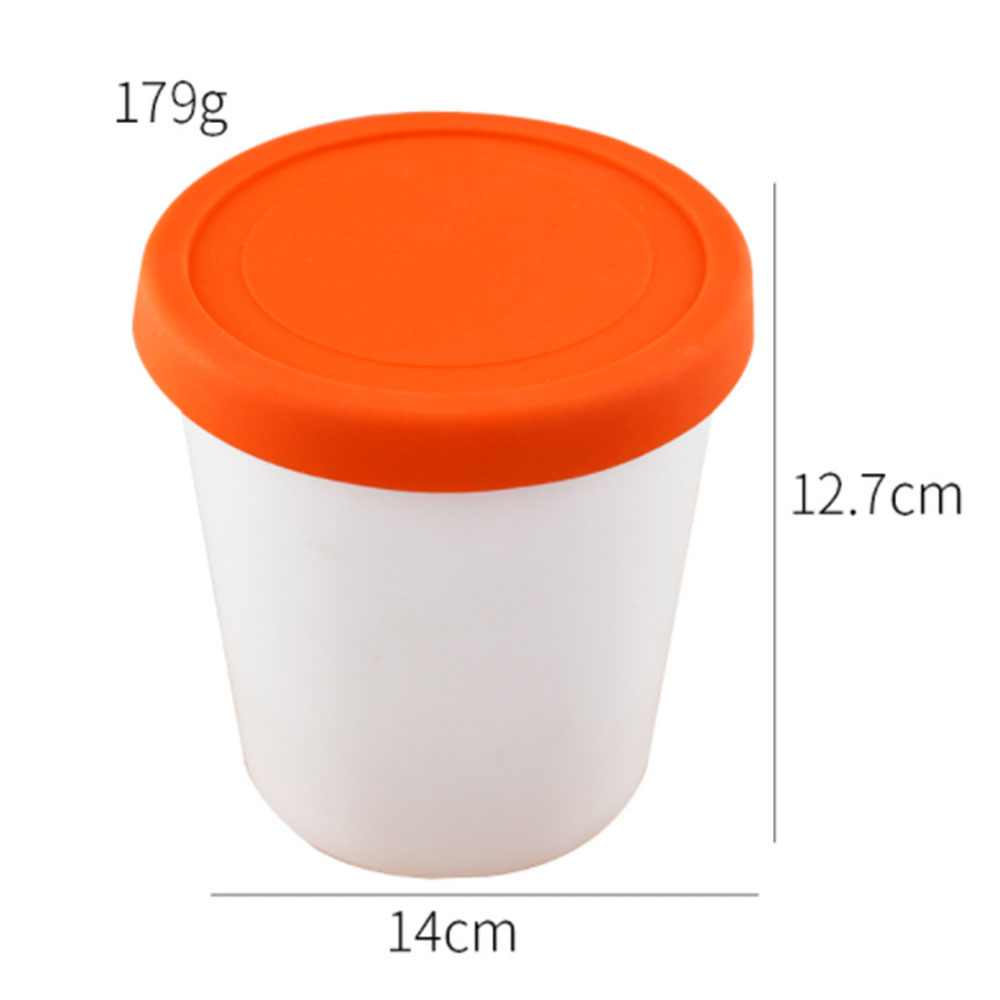 Ice Cream Cups Container Dessert Freezer Storage Cup Tub Lid Containers Plastic Round Tubs Dessert Food Storage Container: M / Orange