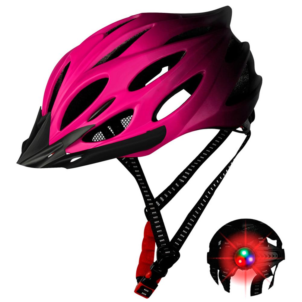 Cykelhjelm justerbar ultralet road mtb mountainbike cykelhjelm med baglys 54-62 cm helmes beskytter: Lyserød