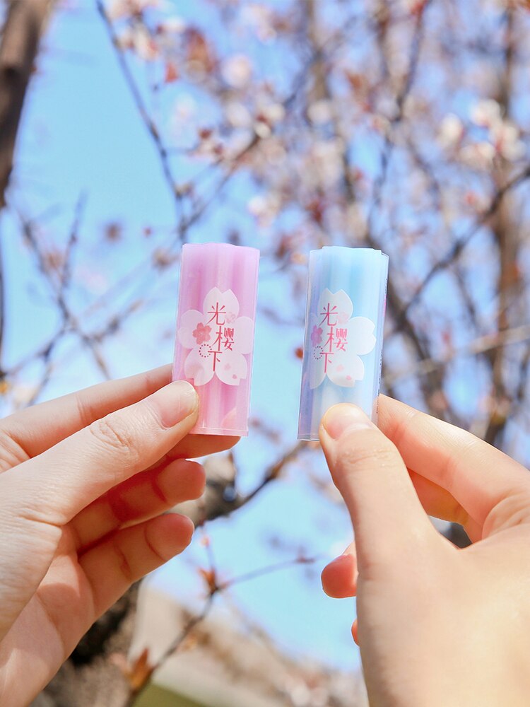 1pcs Cherry Rubber Eraser Mini Pink Sakura Flower Erasers for Pencil Cleaning Stationery Office School Supplies Girl F152