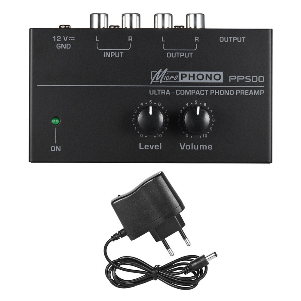 PP500 Phono Voorversterker Voorversterker Met Niveau Volumeregeling Rca Input Output 1/4 "Trs Output Interfaces Voor Lp Vinyl Draaitafel: EU PLUG