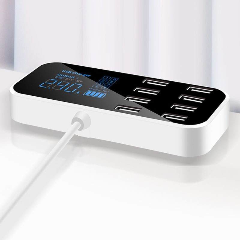 A9s snabb billaddare 8 port multi usb lcd display telefonladdare 12v batteriladdare usb hub för telefon tabletter gps dvr