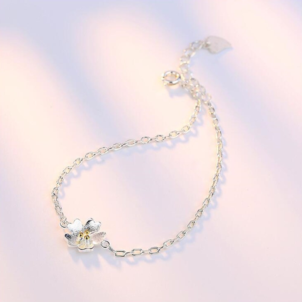 Nehzy  s925 stempel smykker kvinnearmbånd retro søt blomsterarmbånd lengde 19.5cm