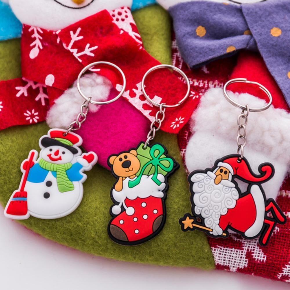 2pc kerst sleutelhangers cartoon kerstman kerstsieraden voor mannen vrouwen claus sneeuwpop sleutelhanger penda  x8 u 8