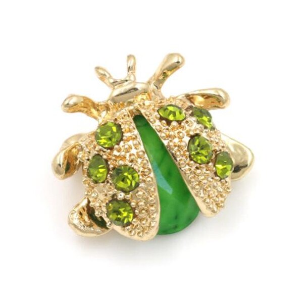WKOUD 1Pcs Small Ladybird Colorful Crystal Rhinestones Brooch Pins For Women Or Girls: Green