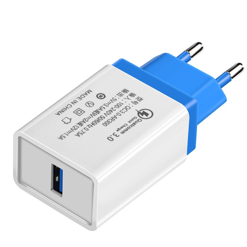 5V 3A Carica Rapida di CONTROLLO di qualità 3.0 USB STATI UNITI UE del Caricatore Universale Del Telefono Mobile caricatore della Parete del Caricatore Adattatore di Ricarica Veloce Per iPhone Samsung Xiaomi: US Plug / Blue