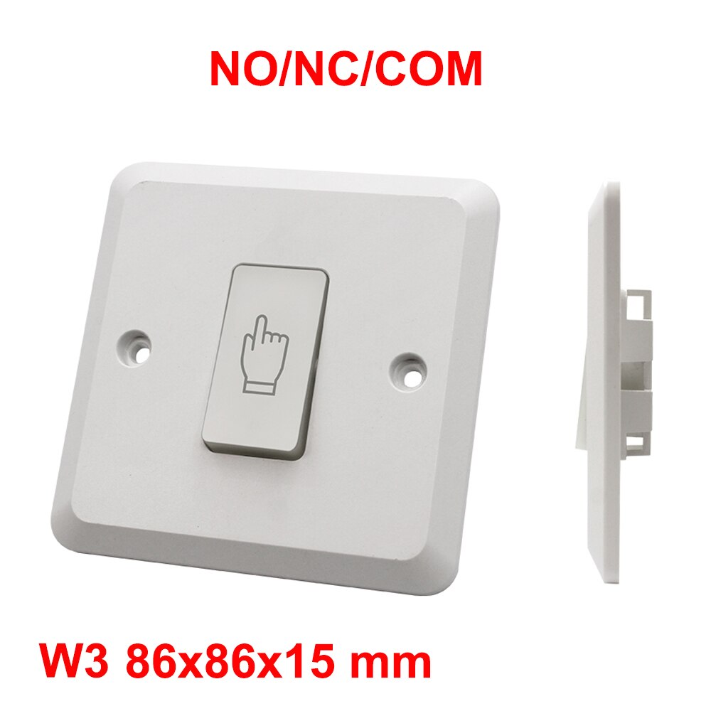 Electric Lock Release Switch NO NC COM Door Access Control System Plastic Exit Button: WHITE