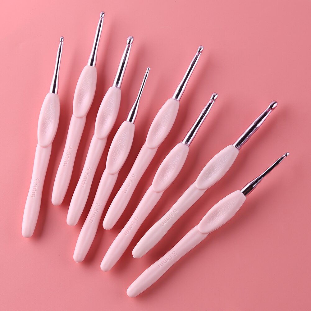 8Pcs Crochet Hook Knitting Needles Set Plastic Handle DIY Craft Sewing Kits Stitches Tools for Weaving Sewing Crafts