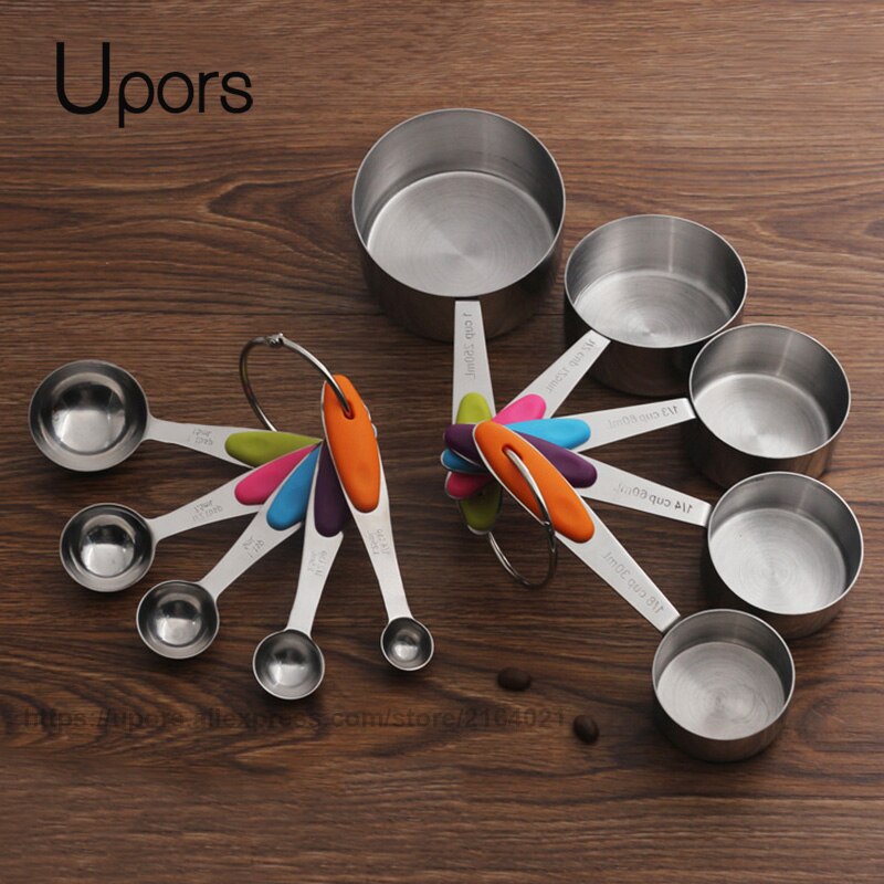 UPORS Stainless Steel Measuring Cups and Spoons Set Stackable Tablespoons Kitchen Measuring Spoon Measuring Cup: Spoons and Cups