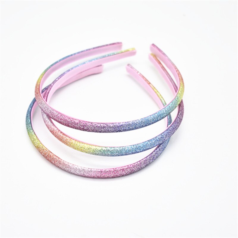 1pcs Pu shiny rainbow gradient hair band women's children's flash Bow Headband lace Headband: 1