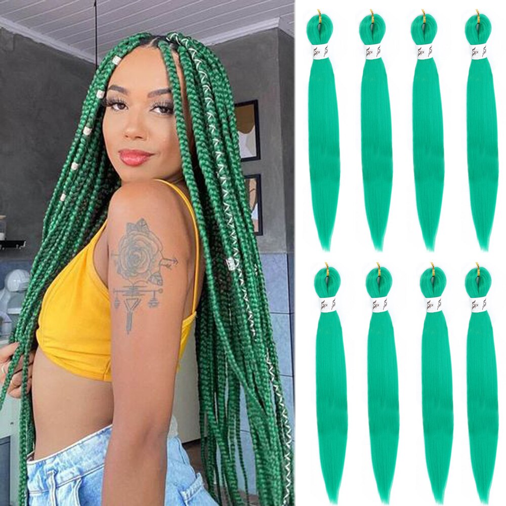 X-TRESS Pre Stretched Braiding Hair Long Braid 30 Inch 8 Packs Hair Extensions Synthetic Fiber Crochet Twist Braids: Green