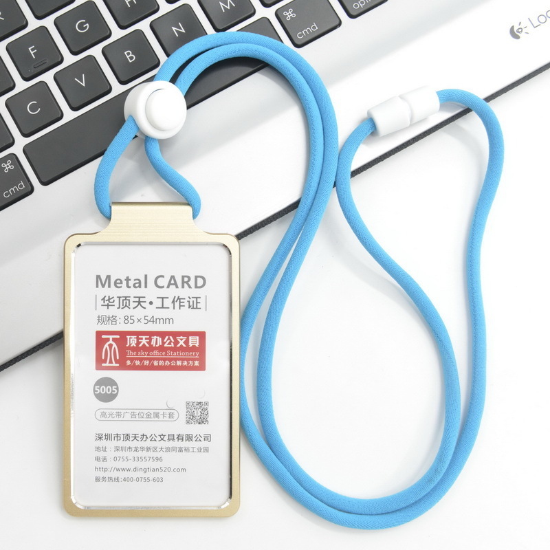 Funda para tarjetas de , portatarjetas de nombre de trabajo de aleación de aluminio, tarjeta de trabajo comercial, tarjeta de identificación, cordón, funda de bolsas de Metal: green