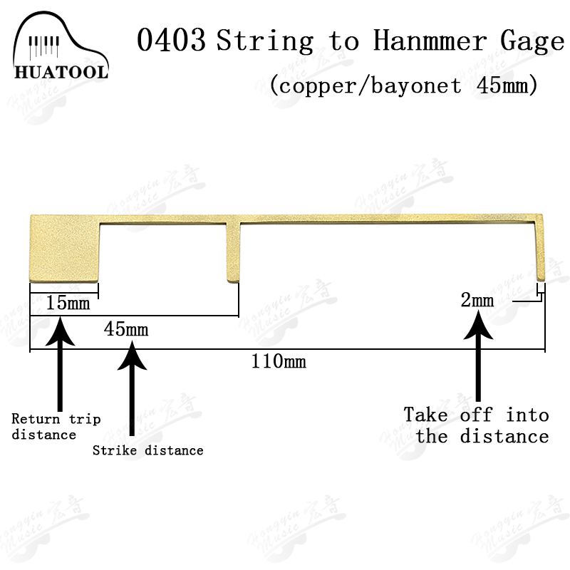 Piano Tool Tuning Tool 1403 1403A/B Striking Distance Measuring Instrument (Adjustable): Teak Color