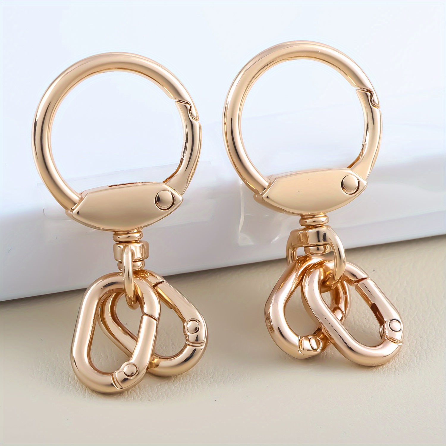 2pcs Keychain Hook with Key Ring Keychain Clip Hook with Spring Ring for Lanyard Making DIY Crafts Keychains: Gold
