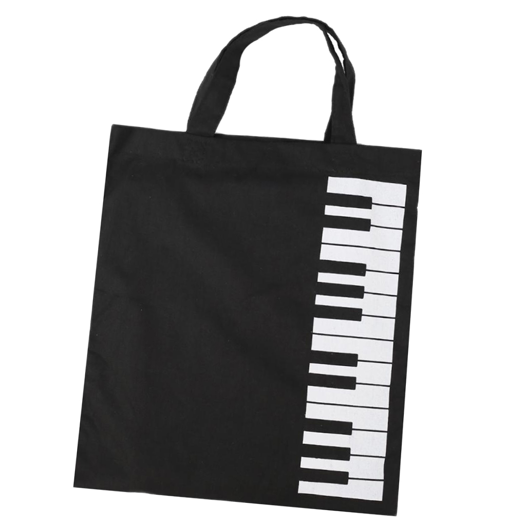 Mode Pure Katoen Piano Toetsen Muzikale Handtas Draagtas Boodschappentas Voor Music Lover Zwart Wit
