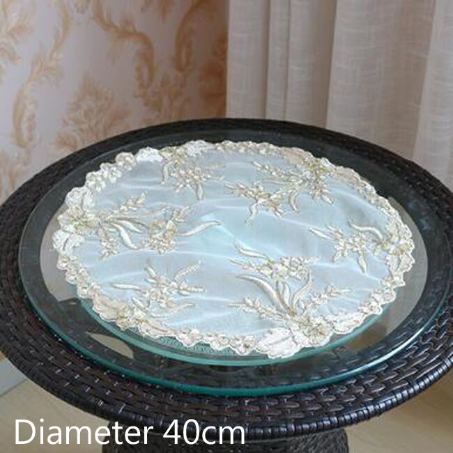 Napperon de table en dentelle 8 motifs, napperon rond de noël en tissu, tasse de mariage, dessous de verre, serviette de cuisine: Gold 4