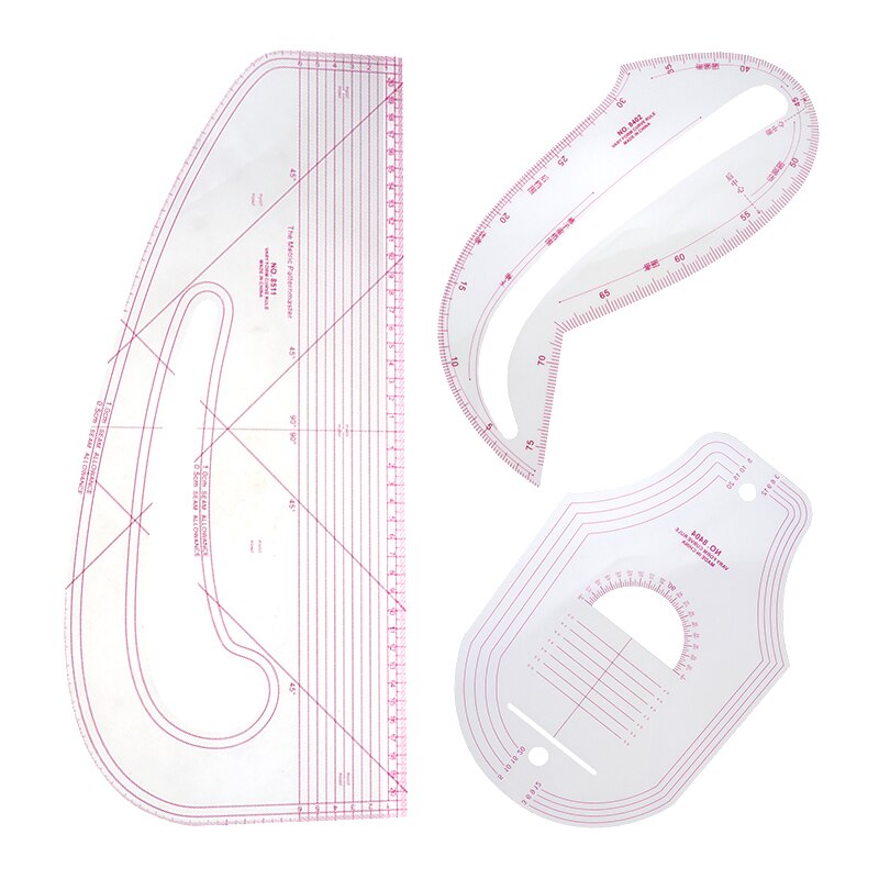 6404/8402/8511 DIY Sewing Sleeve Curve Patchwork Ruler Tailor Tailor Transparent Drawing Template Clothing Cutting Pattern Ruler